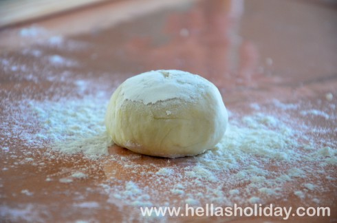 Dough ball sprinkled with flour
