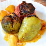 Gemista stuffed vegetables served on the plate