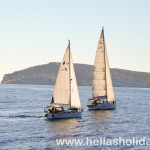 Sailing boats leaving the port of Schoinousa