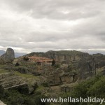 Monastery on top of meteora giant rock