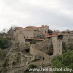 Monastery on top of meteora giant rock, close view