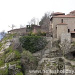 Monastery on top of meteora giant rock, close view
