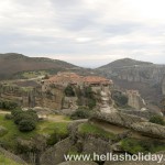 Monastery on top of meteora giant rock