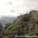 Monastery on top of meteora giant rock, close view