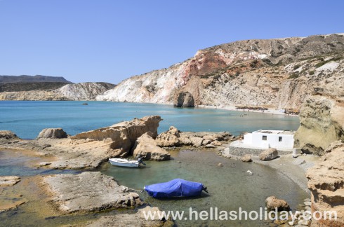 Fyriplaka beach in Milos, Greece