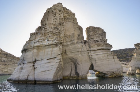 Kleftiko Bay beach in Milos, Greece