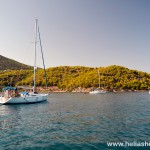 Mooring for a swim outside the port of Epidavros